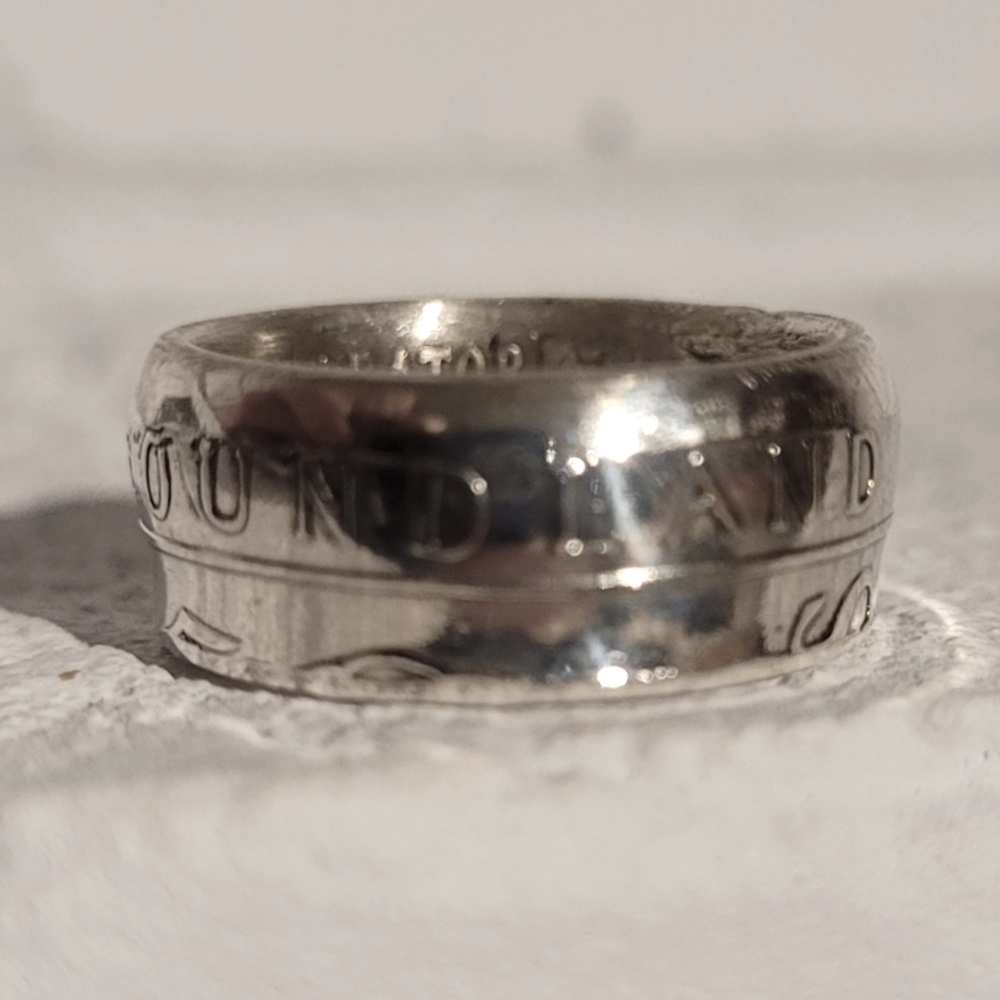 Timeless Elegance: Handcrafted Silver Newfoundland Coin Ring.